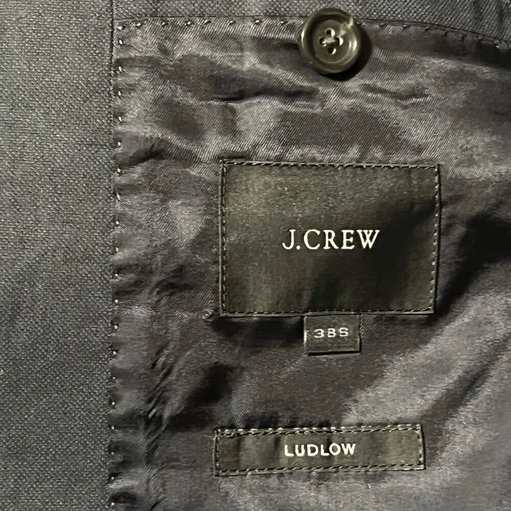 J. Crew Ludlow Blazer Men’s 38S Navy Blue Cotton Tollegno 1900 Italian Fabric